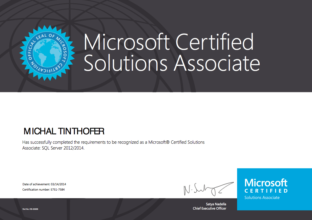 Microsoft certified Solution Associate SQL Server 2012/2014