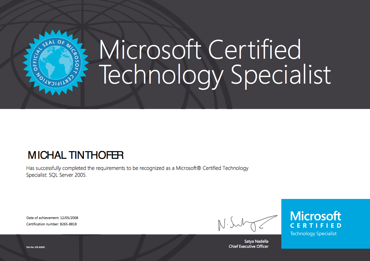 Microsoft CERTIFIED Technology Specialist SQL Server  2005